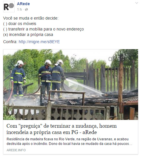 Preguiçoso de PG queima a casa para não fazer a mudança