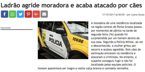 Ladrão atacado por cães