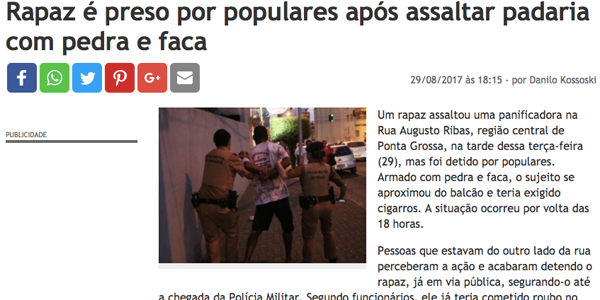 Assalto à padaria com pedra e faca