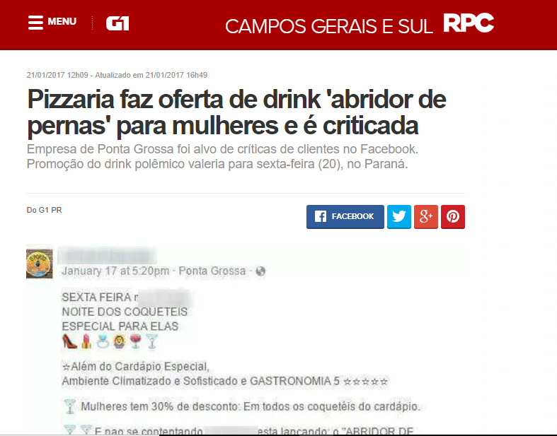 Drink Abridor de Pernas em Ponta Grossa