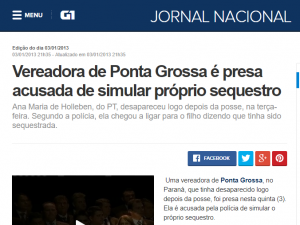 Vereadora forja sequestro em Ponta Grossa