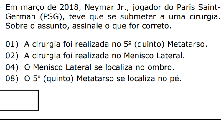 Questão de vestibular com Neymar Jr - UEPG