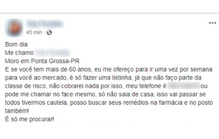 Corrente de ajuda no Facebook